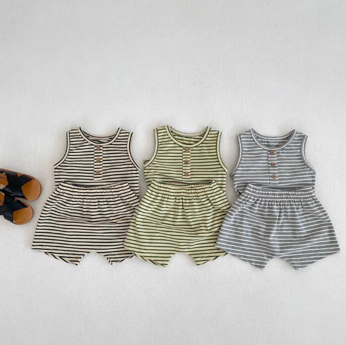 子供服★トップス+パンツ★セットアップ★韓国風子供服★ベビー★ストライプ★3色★73-100CM