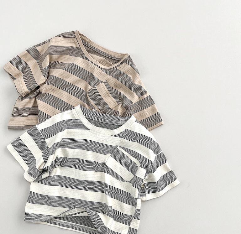 子供服★トップス★Tシャツ★韓国風子供服★キッズ★男女兼用★ストライプ★2色★80-130CM