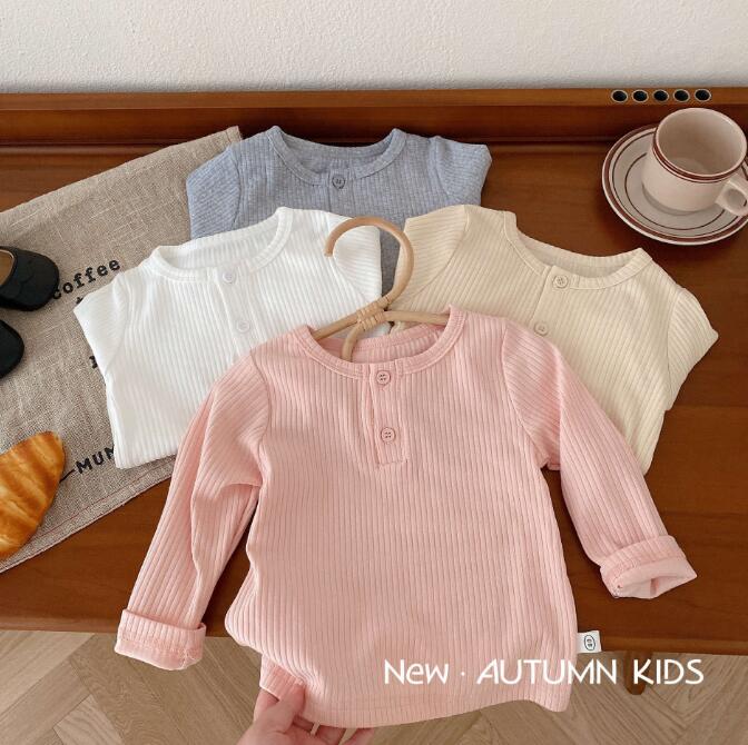 初秋★子供服★トップス★Tシャツ★長袖★韓国風子供服★キッズ女の子★無地★4色★80-120CM