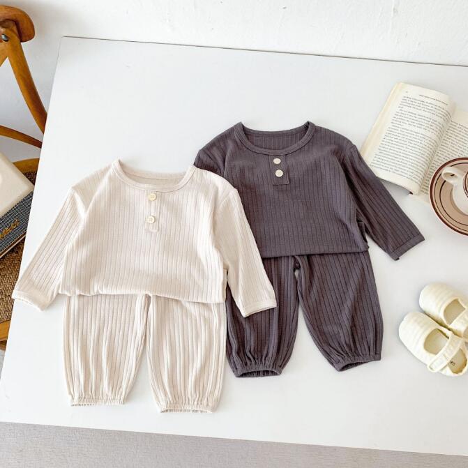 子供服★トップス+ズボン★セットアップ★韓国風子供服★ベビー★無地★2色★66-100CM