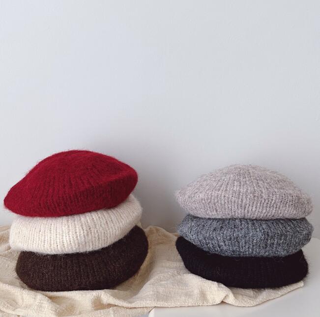 子供用★帽子★ベレー帽★キッズ女の子★無地★ニット帽子★毛糸★可愛い★6色
