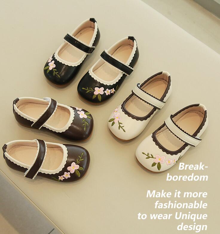 靴★子供靴★キッズ靴★シューズ★キッズ女の子★カジュアル★刺繍★3色「21-30#」