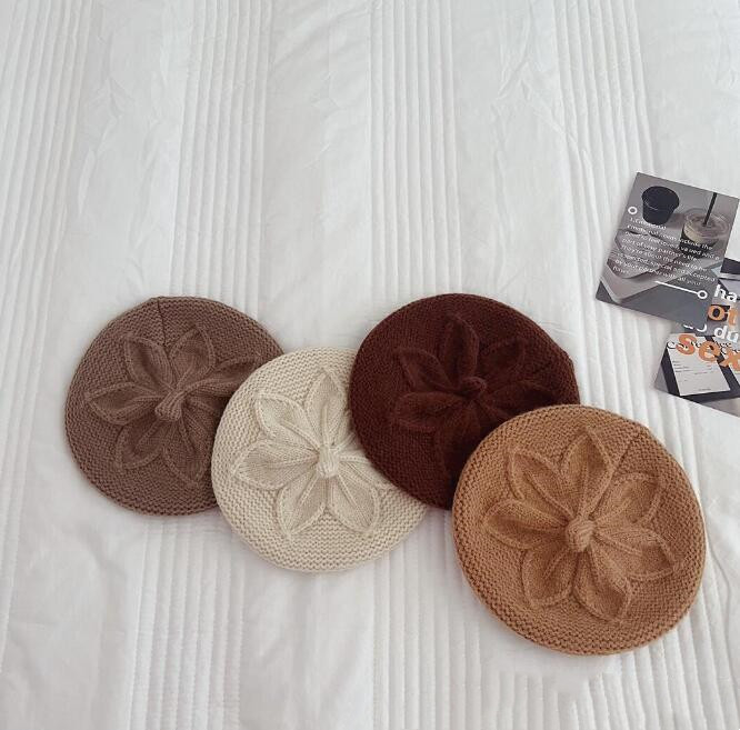 子供用★帽子★ベレー帽★キッズ★ニット帽子★カジュアル★無地★男女兼用★暖かい★4色
