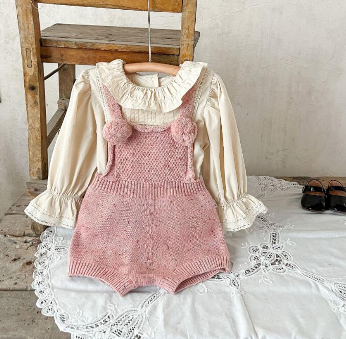 2023秋新品★子供服　トップス+ニットサロペット　セット★73-100cm★