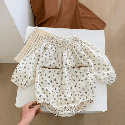 秋冬新作 ガールズ 連体服 フリル 小花柄 オシャレ 0-3歳 ロンパース カバーオール 66-90