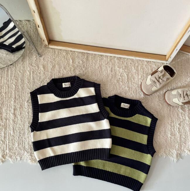 「2023秋冬」子供服★ベスト★チョッキ★トップス★ニット★韓国風子供服★2色★66-100CM
