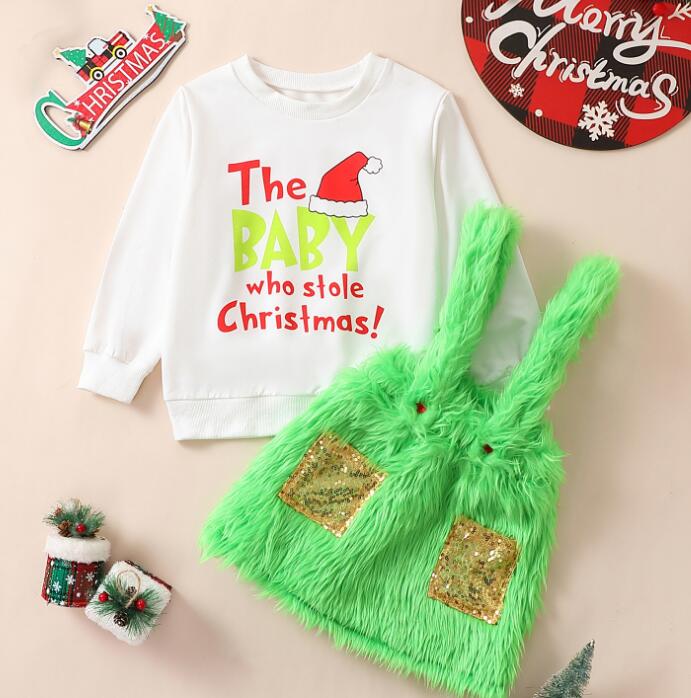 2023新品クリスマス服★子供服　トップス+吊りスカート　セット★110-150cm★