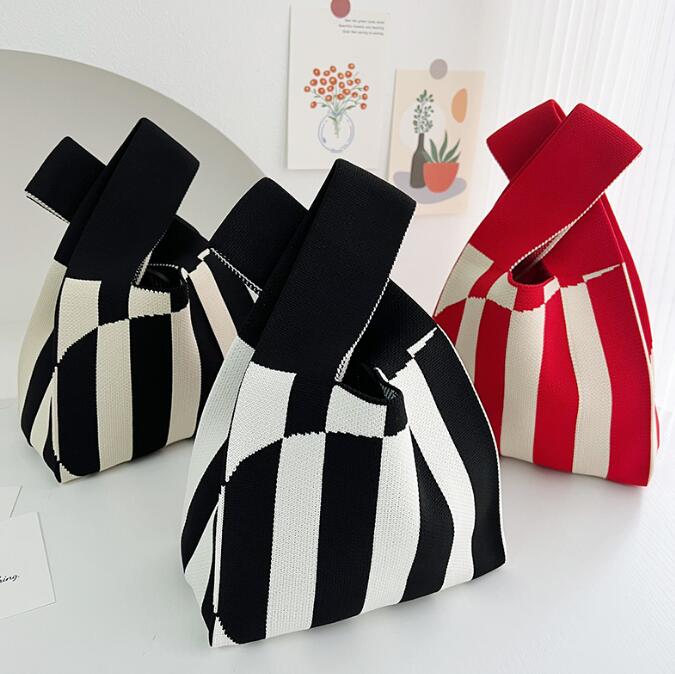 バッグ★レディース★トートバッグ★ハンドバッグ★ニットバッグ★大容量★3色