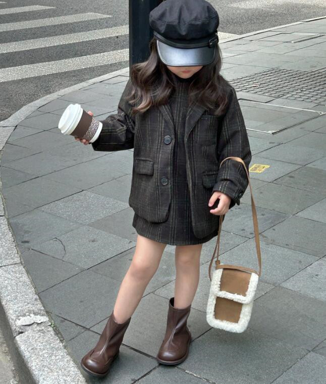 2023秋冬新品★子供服　ワンピース+コート　セットアップ★90-140cm★