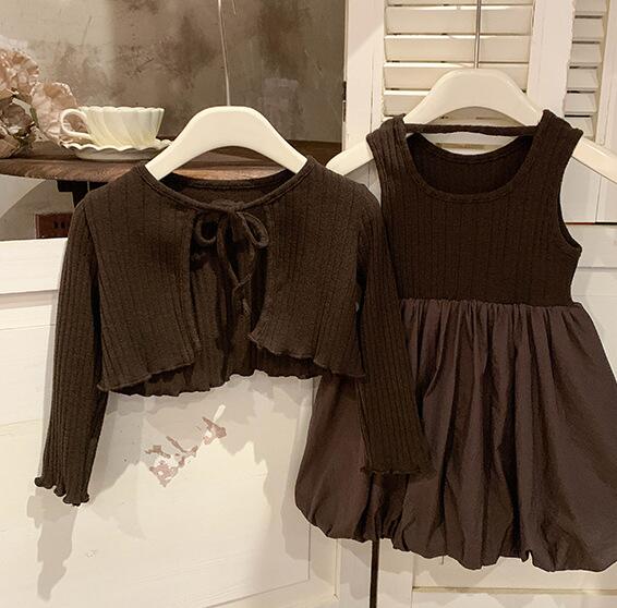 2023秋冬新品★子供服　カーディガン+ワンピース　セット★90-150cm★