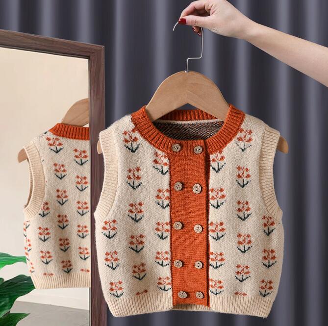 子供服★チョッキ★ベスト★ニット★トップス★韓国風子供服★キッズ女の子★80-130CM