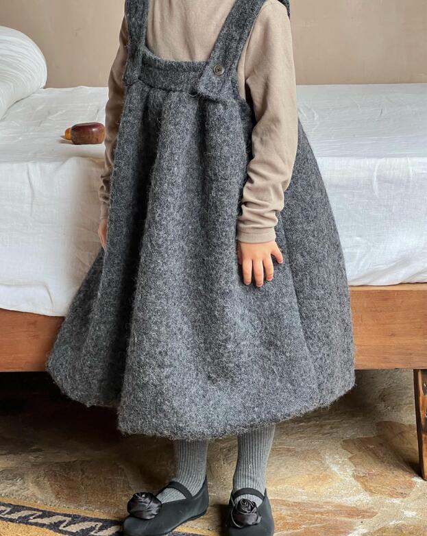 2023冬新品C★子供服　ツイードワンピース★90-150cm★