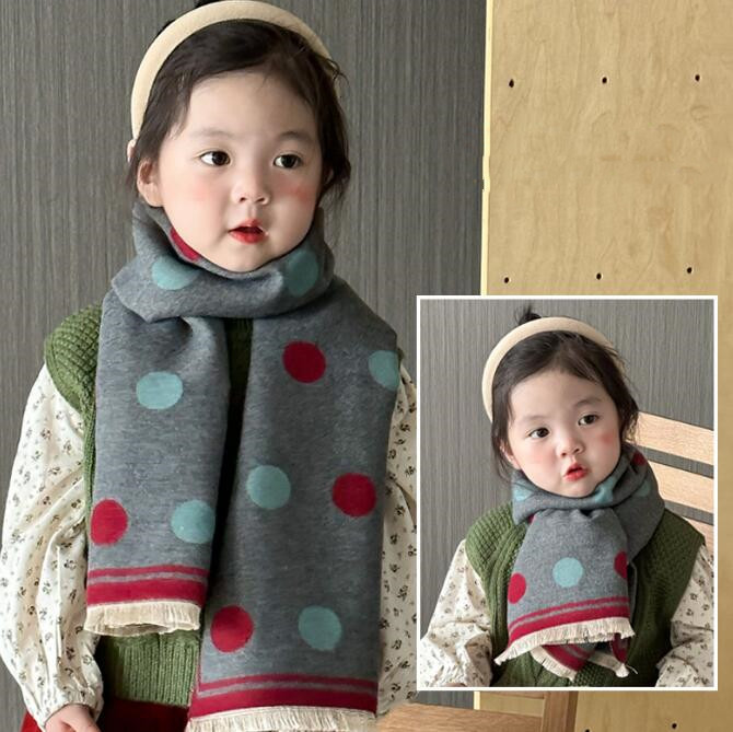 子供用★マフラー★防寒★襟巻き★スカーフ★男女兼用★暖かい★水玉★8色