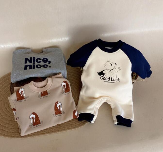 2023秋冬★ベビー服　裏起毛付き連体服★66-100★2種