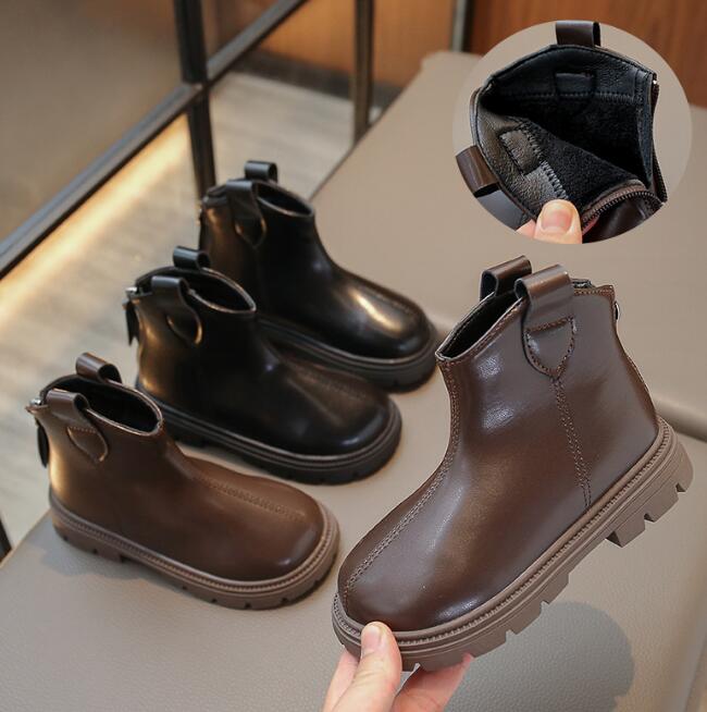 靴★子供靴★シューズ★キッズ女の子★ショートブーツ★裏起毛★2色★26-36#