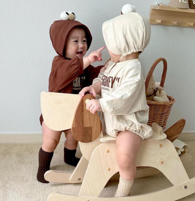 2024★春秋新作★韓国風ベビー服★ロンパース+帽子★2色66-90CM