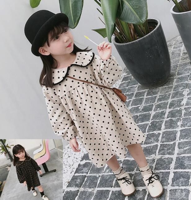 子供服★ワンピース★長袖★韓国風子供服★キッズ女の子★水玉★可愛い★2色★7-15#