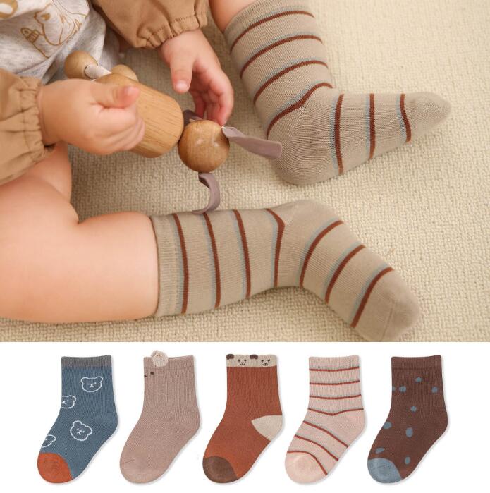 2024★韓国風★ソックス★キッズ靴下★1セット=5点★XS-L