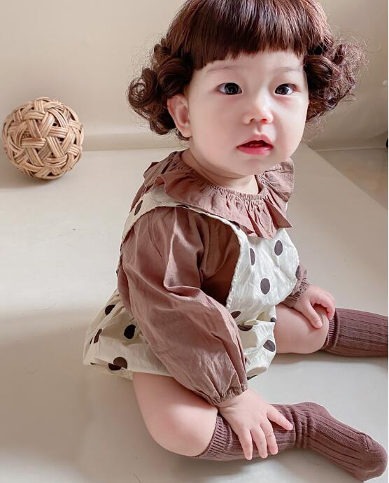 2024★春秋新作★韓国風子供服★シャツ★サロペット+帽子★66-90CM