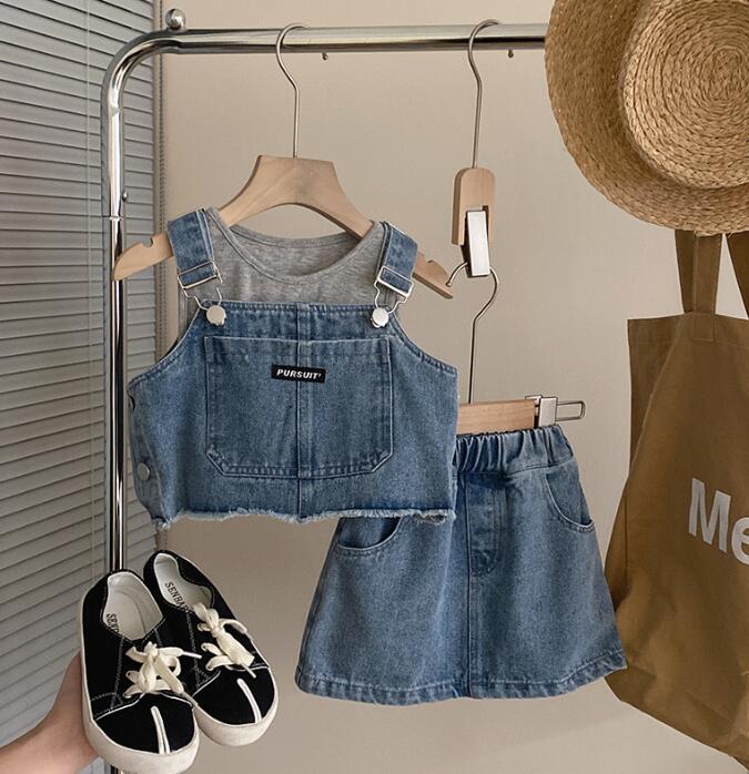 2024★春秋新作★韓国風子供服★ベスト★トップス+スカート★分けて販売★80-140CM