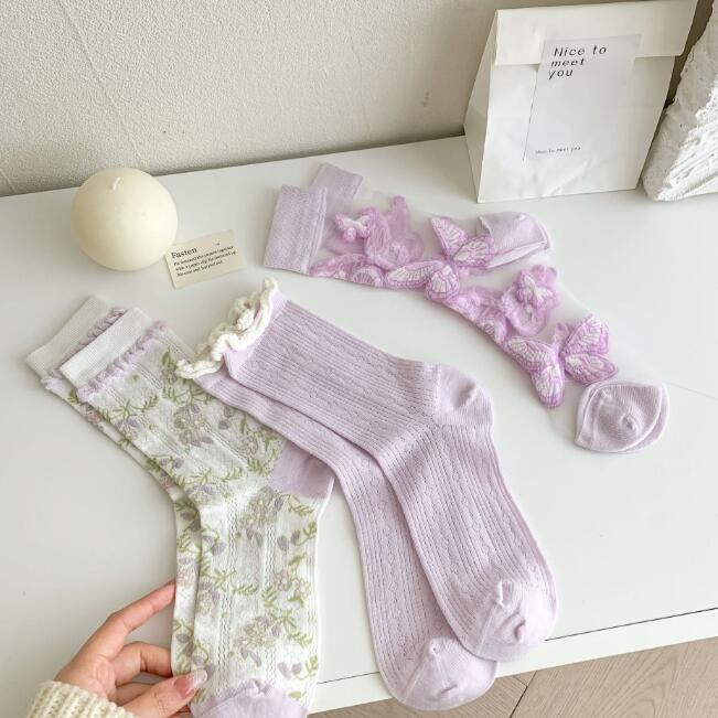 「2024」靴下★レディース★ソックス★大人用★女性用靴下★薄手★可愛い★多色