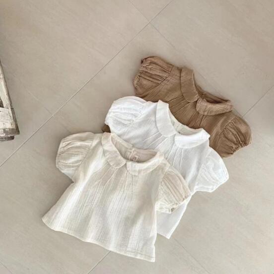 「2024」子供服★トップス★半袖シャツ★韓国風子供服★無地★ベビー★3色★73-100CM