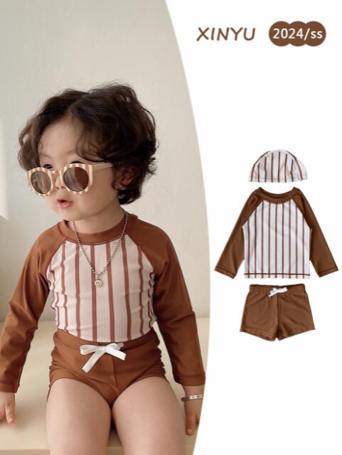 2024夏新作★キッズ服　水着+帽子★80-160★