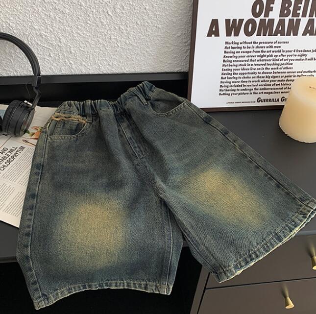 「2024」子供服★ボトムス★ジーンズ★七分丈★韓国風子供服★キッズ男の子★90-150CM