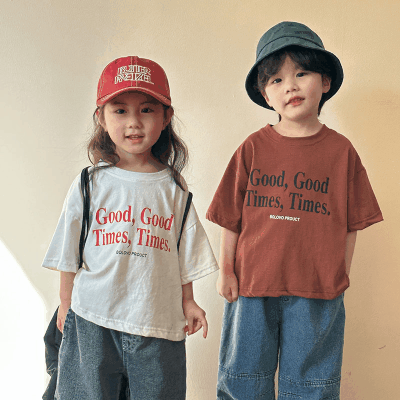 2024春夏 韓国風子供服 姉妹兄弟コーデ ゆったり ユニセックス 上着 Tシャツ トップス 80-150cm 2色