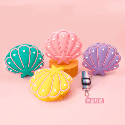 春夏新作 Y2K キッズ ショルダーバッグ ポーチ シリコン 貝殻シェル パール シリコン コインケース