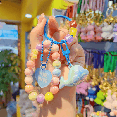 春夏 キーホルダー スマホ小物 携帯ストラップ 掛け飾り 海洋系 ハート ビーズ アクリル クジラ鯨兎