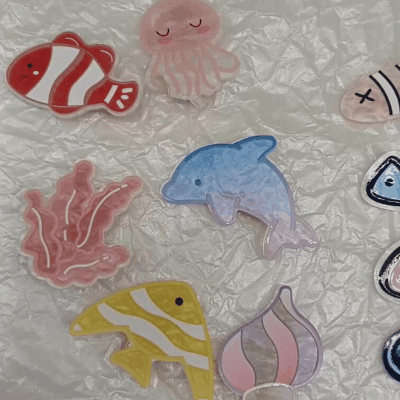 2024春夏 ガール ヘアクリップ ヘアピン 海洋系 魚 イルカ海豚 サザエ珊瑚 クラゲ ヘアピン 髪飾り