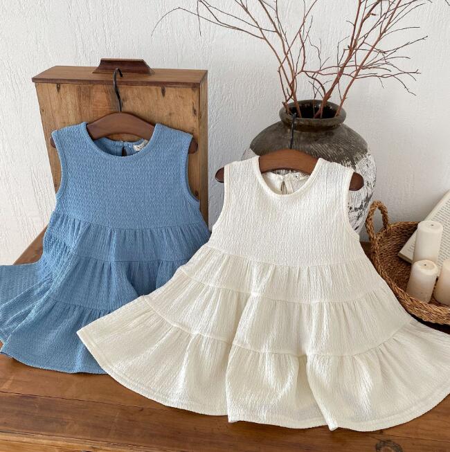 「2024」子供服★ワンピース★無地★韓国風子供服★キッズ女の子★2色★80-130CM