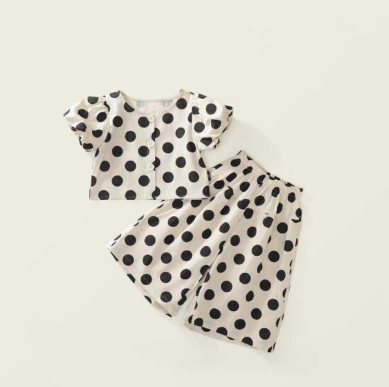 「2024」子供服★トップス+ズボン★セットアップ★韓国風子供服★水玉★90-140CM