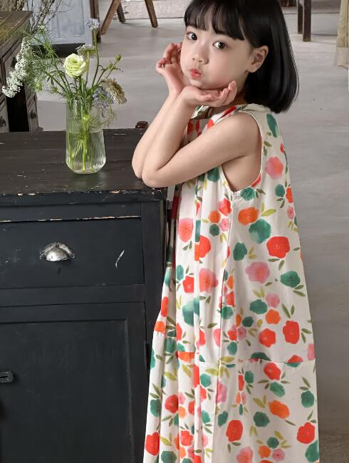 「2024」子供服★ワンピース★韓国風子供服★ノースリーブ★90-150CM