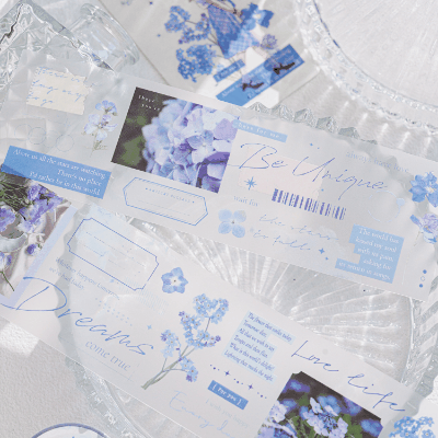 カフェ風 PETシール ステッカー マスキングテープ 植物 花フラワー 葉 文字 ラベル 50mm*2m