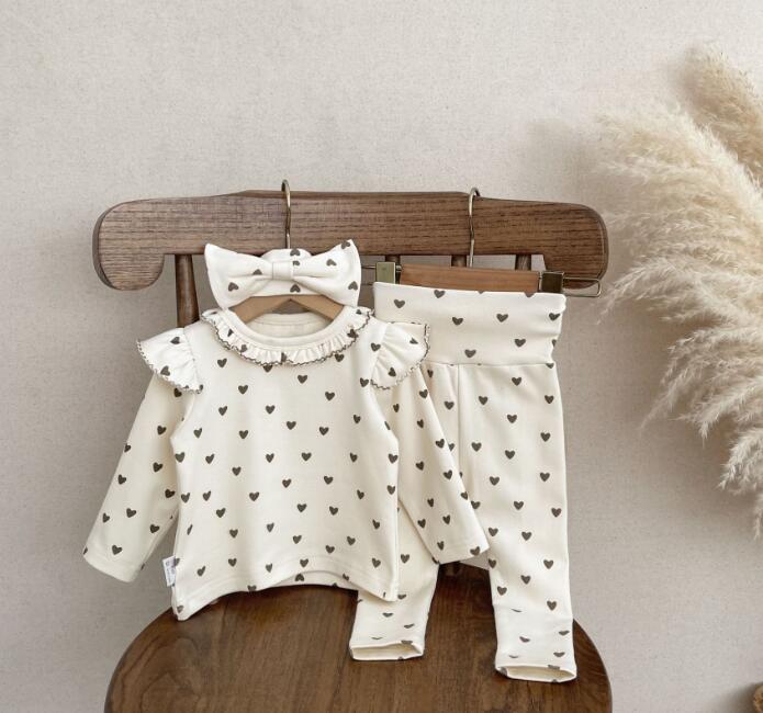 2024秋YQ★子供服　トップス+ズボン+ヘアバンド　セットアップ★66cm〜90cm