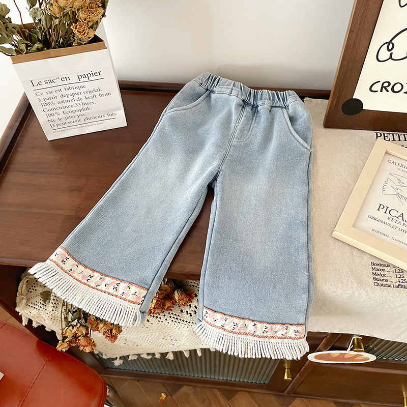 「2024」子供服★ズボン★ジーンズ★ボトムス★裏起毛★韓国風子供服★80cm〜130cm