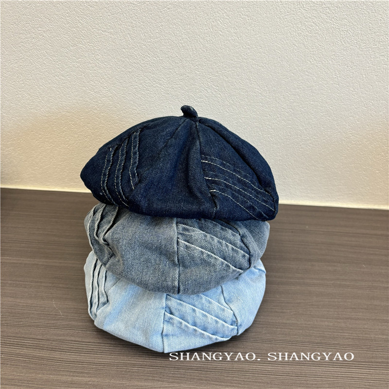 「2024」子供用★帽子★デニム★ベレー帽★キッズ★3色