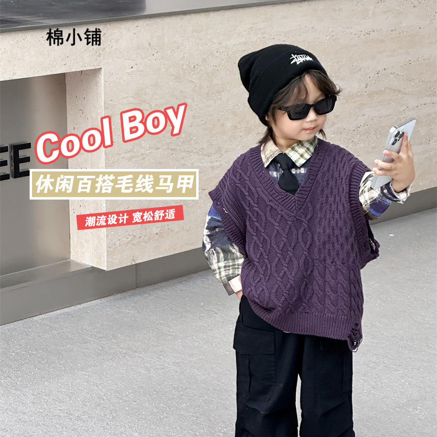 「2024」子供服★トップス★ニット★ベスト★韓国風子供服★2色90cm〜140cm