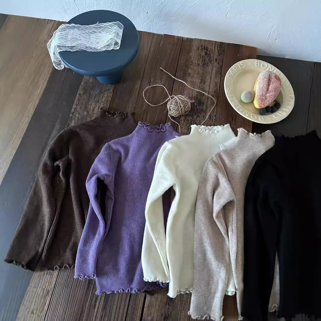 「2024」子供服★トップス★ニットシャツ★長袖★韓国風子供服★5色100cm〜140cm