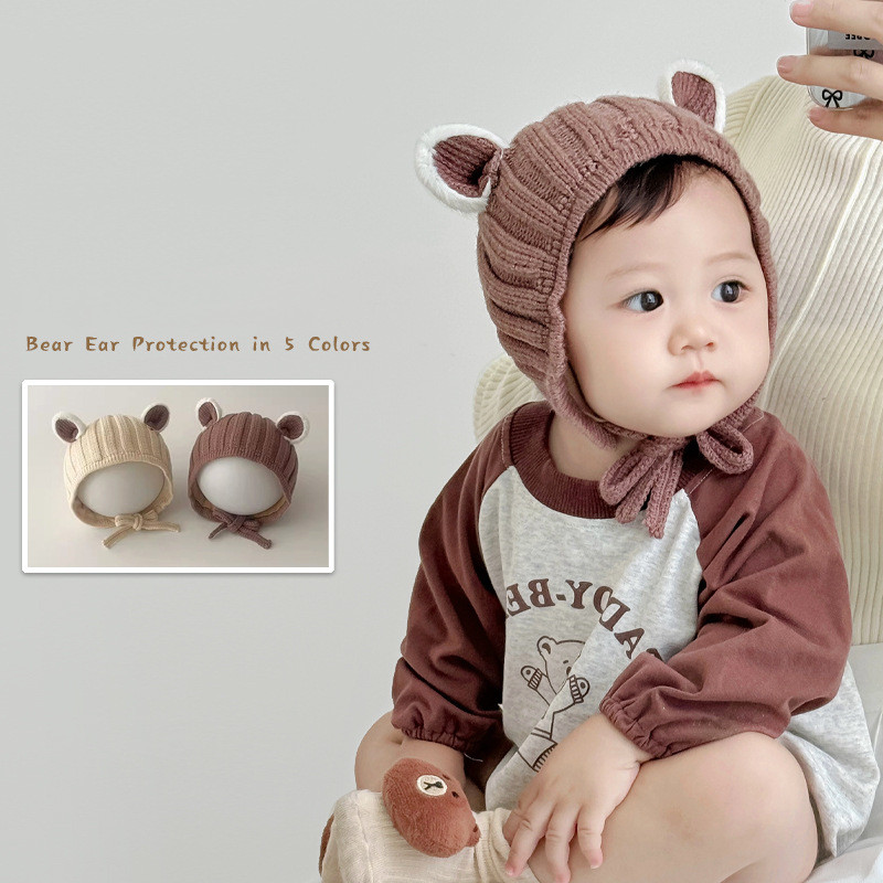 「2024」子供用★帽子★ニット帽子★耳カバー★暖かい★ベビー★5色