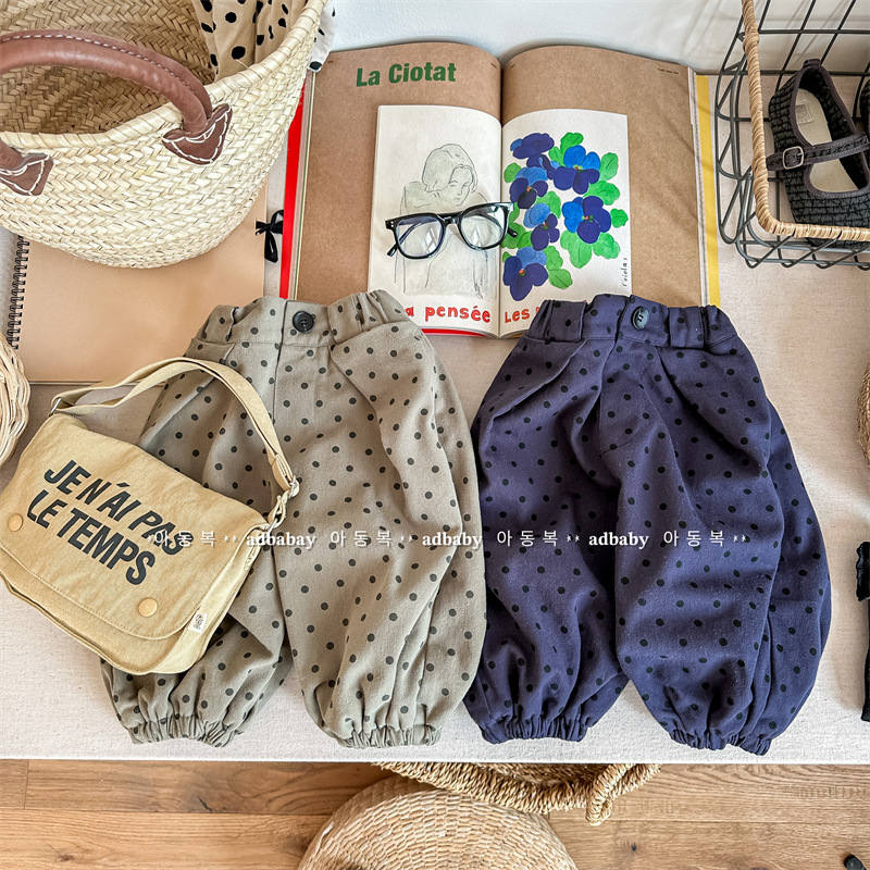 「2024」子供服★ズボン★ボトムス★韓国風子供服★ドット★2色80cm〜130cm