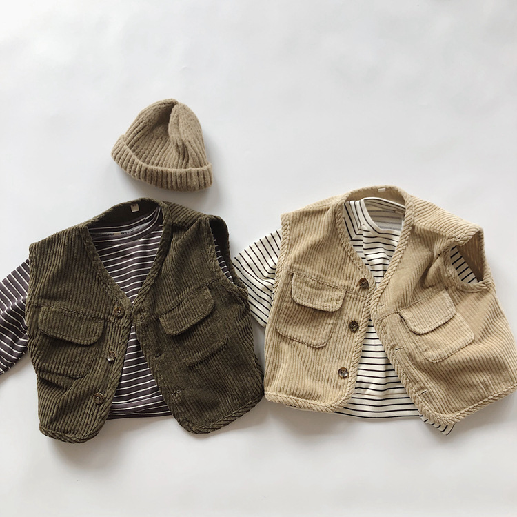2024秋冬新品★子供服 　ベストコート★80cm〜130cm 2色