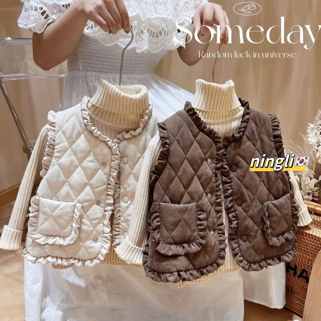 2024秋冬新品★子供服 　ベストコート★80cm〜140cm 2色