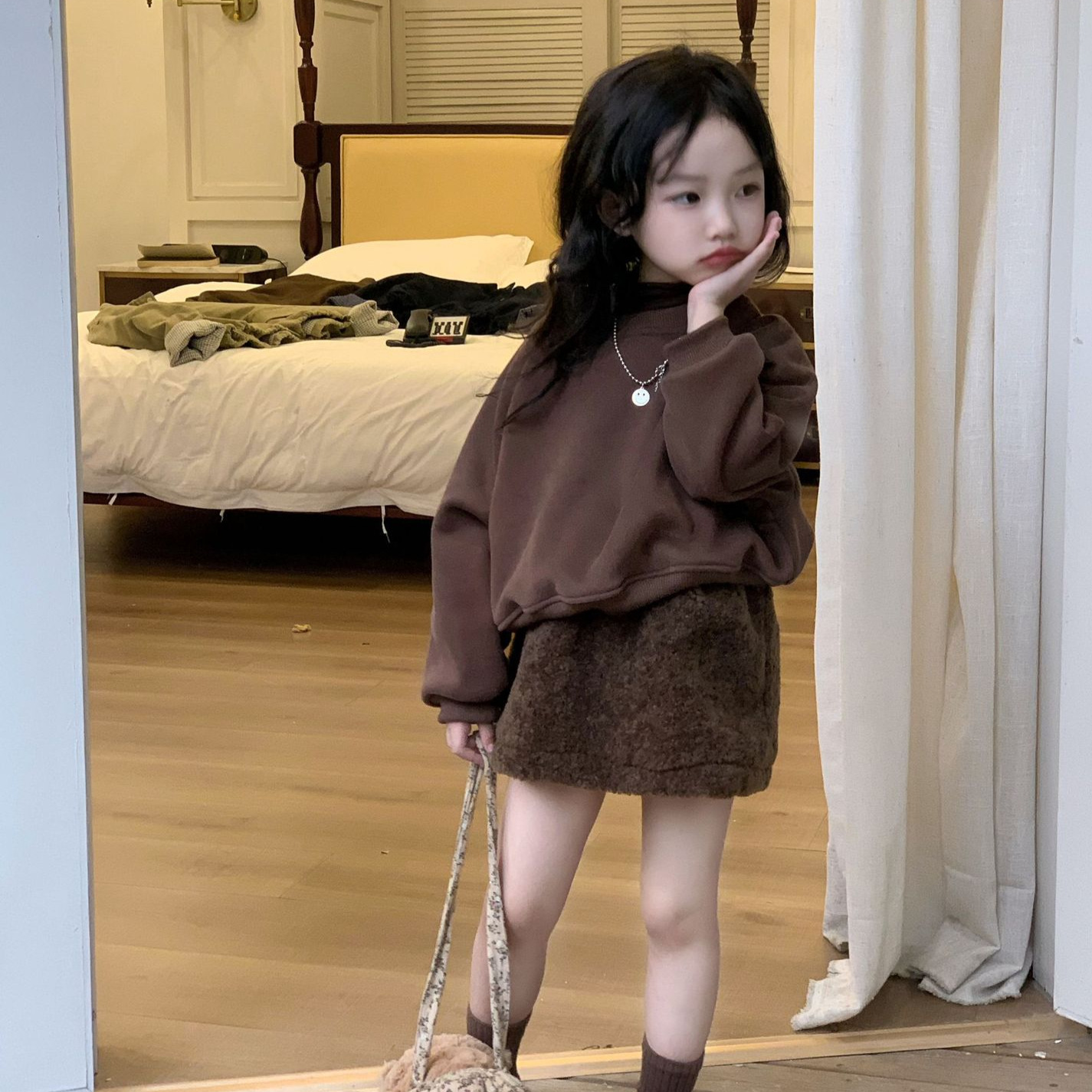 2024★秋冬新作★韓国風子供服★トップス★裏起毛トレーナー★90cm〜140cm 2色