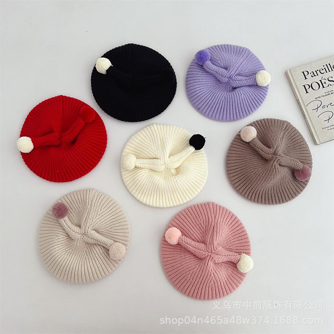 「2024」子供用★帽子★ニット帽子★ベレー帽★ベビー★防寒★暖かい★7色