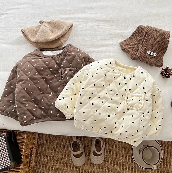 「2024」子供服★トップス★裏起毛★長袖★水玉韓国風子供服★2色66cm〜100cm