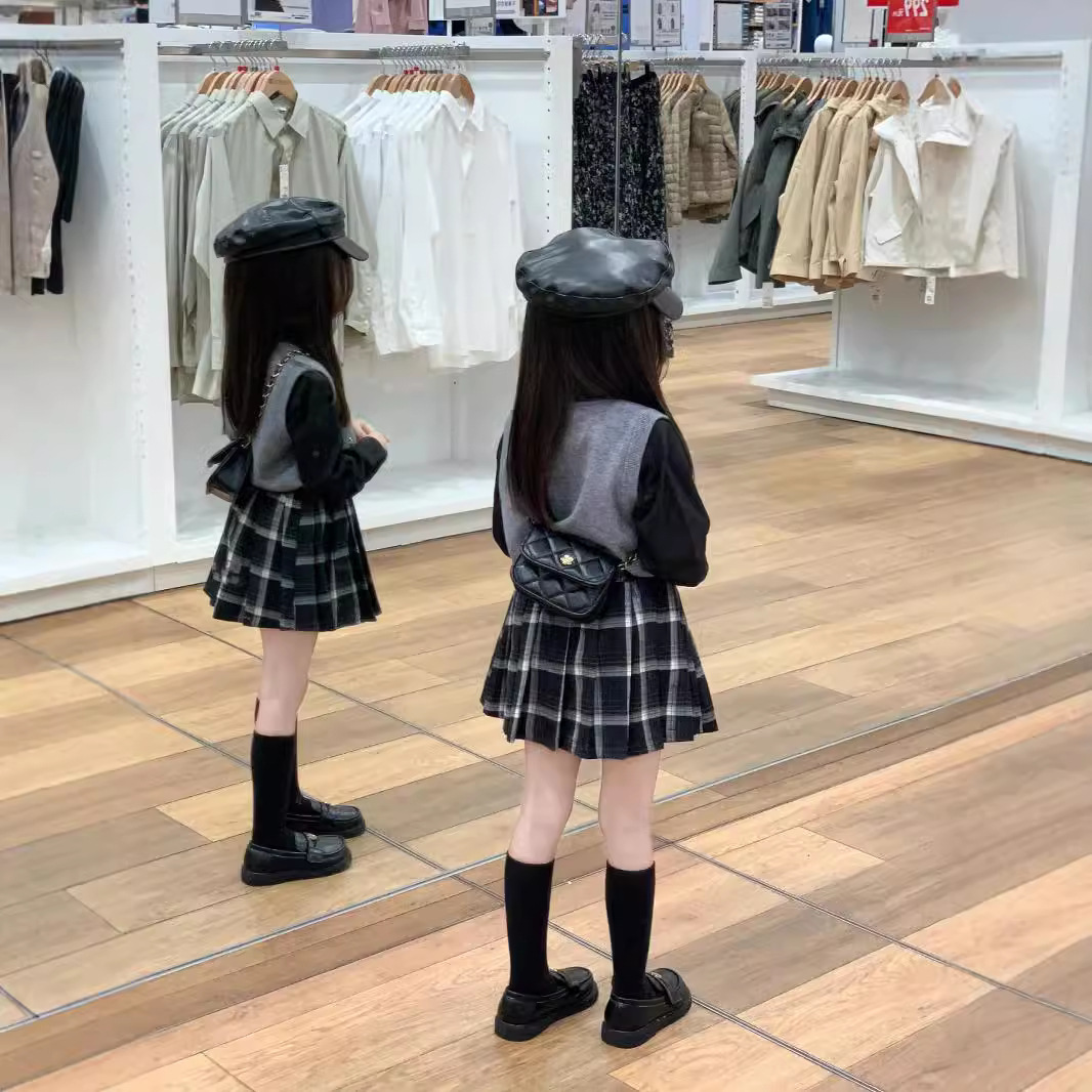 2025春秋新品★子供服　ニットベスト&シャツ&スカート分けて★90cm〜140cm