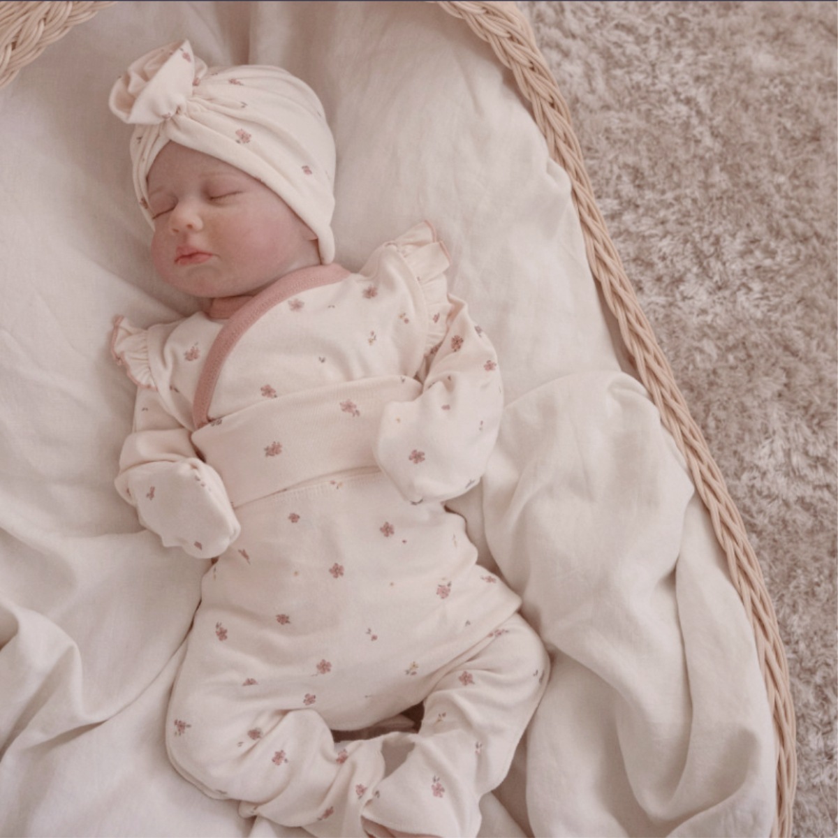 2025春品MS★ベビー服　ロンパース+ズボン+帽子　セット★66〜90 2色